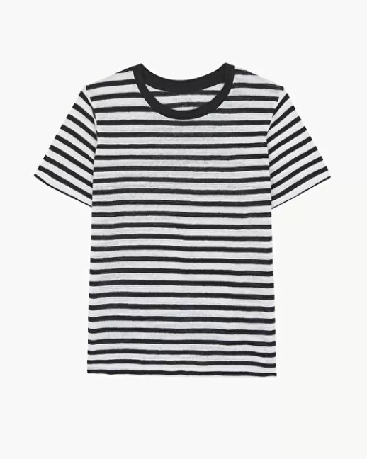 Kujten Tops & T-Shirts | T-Shirt Aya Stripes T-Shirt Mariniu00e8re Rayu00e9 Lin Blanc