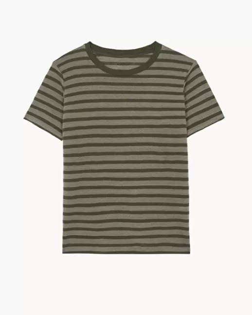 Kujten Tops & T-Shirts | T-Shirt Aya Stripes T-Shirt Mariniu00e8re Rayu00e9 Lin KakiClair