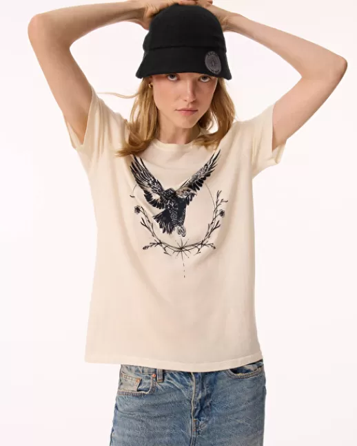 Kujten Tops & T-Shirts | T-Shirt Khani T-Shirt Cachemire Col Rond Femme Blanc