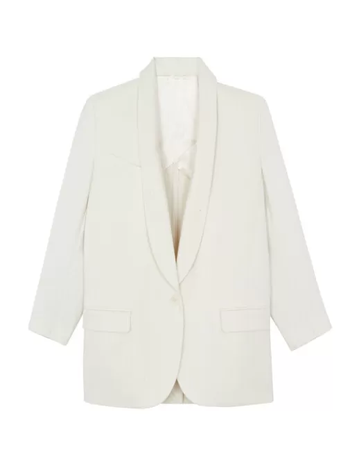 Kujten Gilets & Vestes | Veste Gs Kate Veste Col Chu00e2le Cachemire Tissu00e9 Blanc