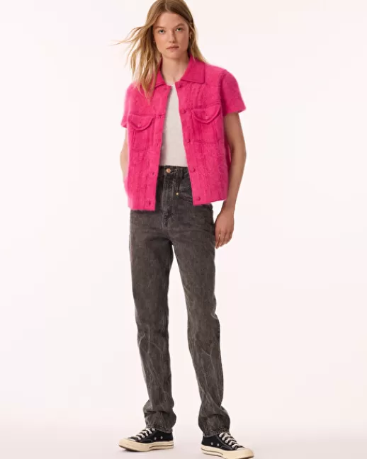 Kujten Gilets & Vestes | Manteaux | Veste Jessinda Fluffy Veste Cachemire Femme, 4 fils FuchsiaFluffy