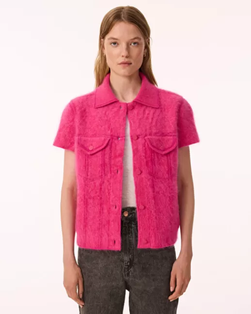 Kujten Gilets & Vestes | Manteaux | Veste Jessinda Fluffy Veste Cachemire Femme, 4 fils FuchsiaFluffy